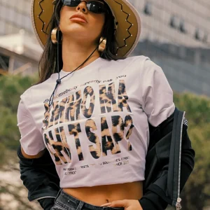 Baby Tee "AMMO" White/Animalier Yellow