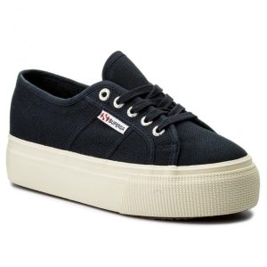 Scarpa da ginnastica donna con zeppa superga 2790 colore navy
