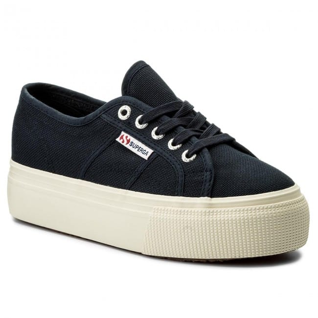Scarpa da ginnastica donna con zeppa superga 2790 colore navy - immagine 2