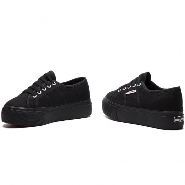 Scarpa da ginnastica donna superga 2790 zeppa colore full black - immagine 5