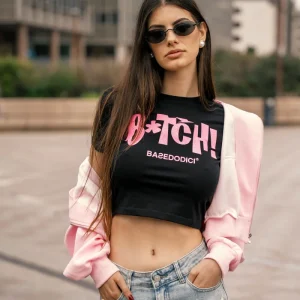 Baby Tee “DIVA” B*tch Glitter Black/Pink