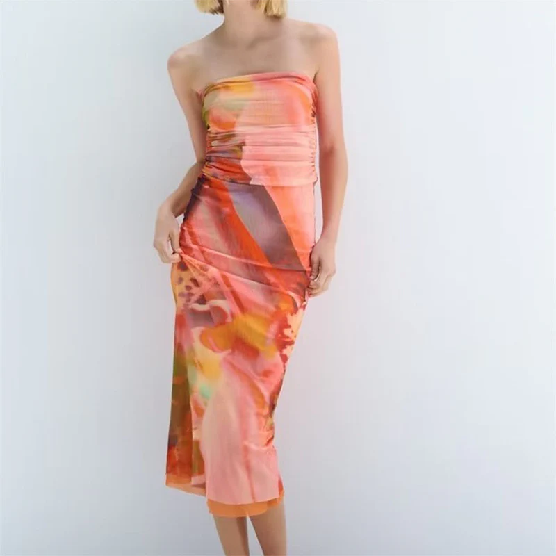 Abito lungo doppiato fantasia donna - immagine 3