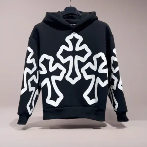 Felpa cross hoodie nero bambino