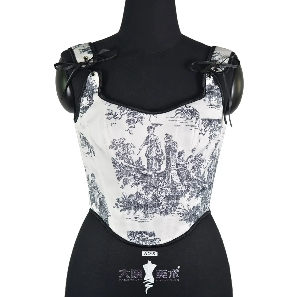 Ink printing fishbone front hook buckle tights corner jacket European and American outerwear French style rear straps - immagine 4