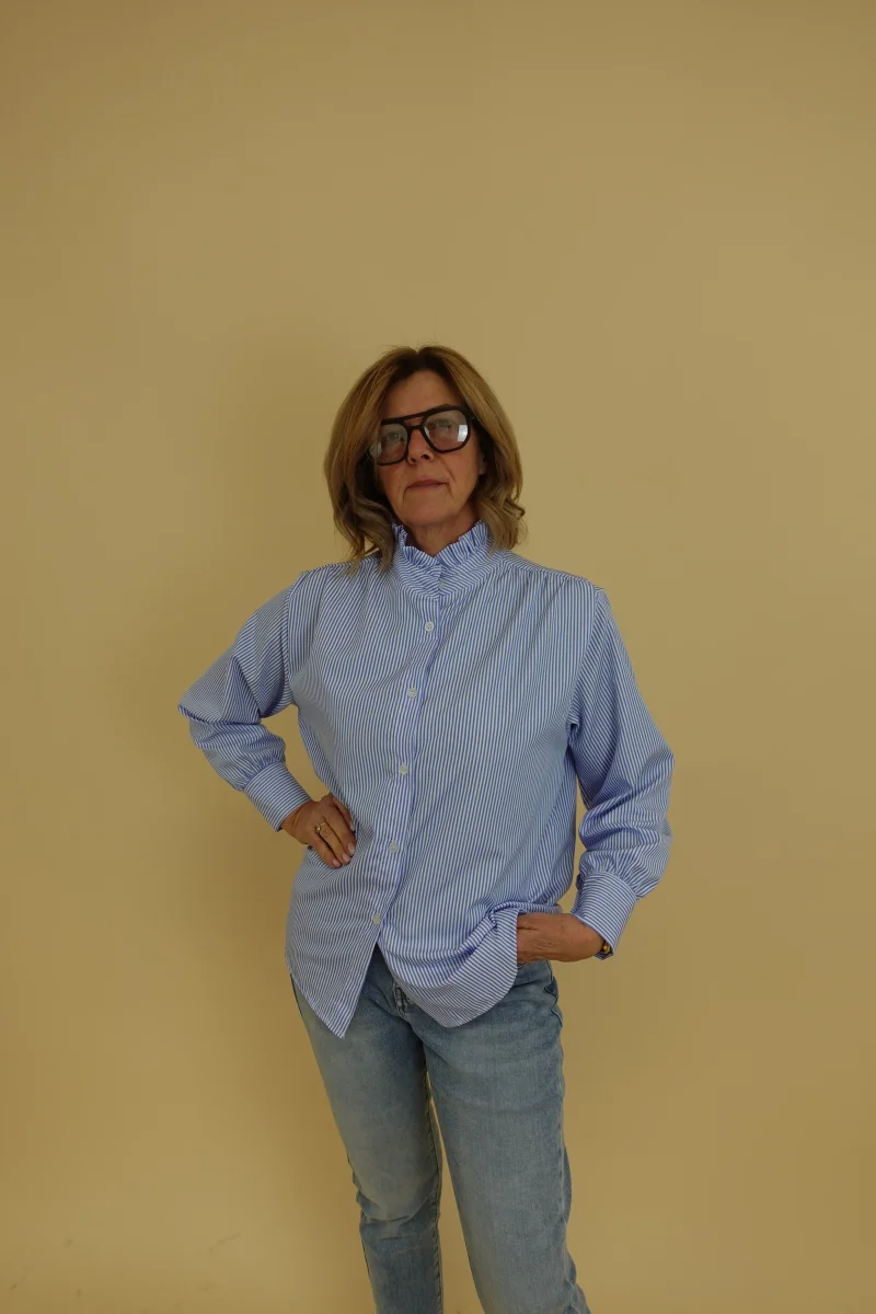 Camicia merletto blu