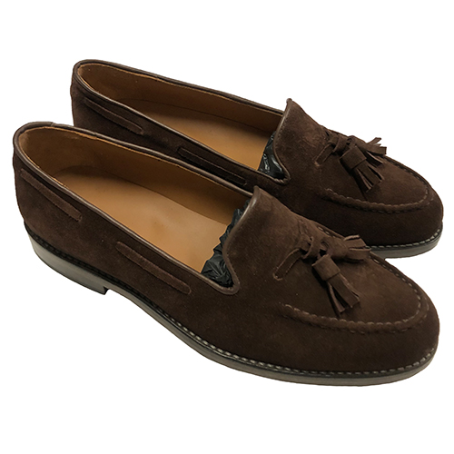 Mocassino in camoscio suola in cuoio - immagine 4