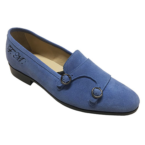 Mocassini con doppia fibbia in camoscio - immagine 5