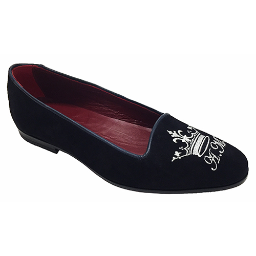 Pantofola in camoscio con ricamo - immagine 3