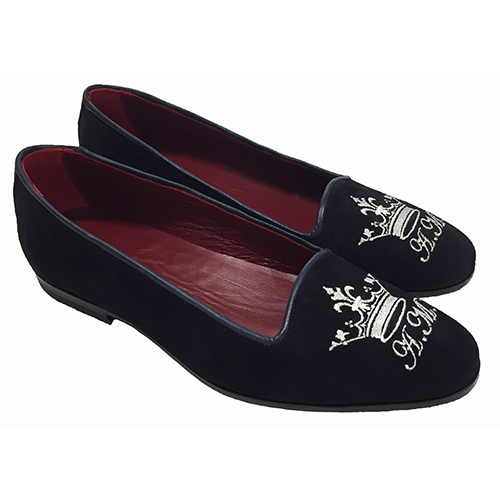 Pantofola in camoscio con ricamo - immagine 2