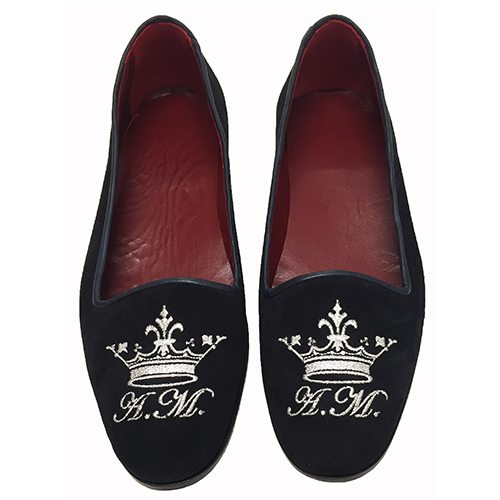 Pantofola in camoscio con ricamo - immagine 4