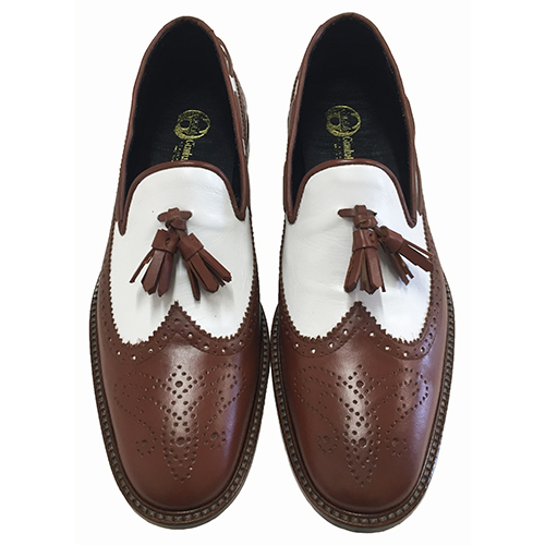 Mocassini in pelle bicolore con nappine - immagine 4