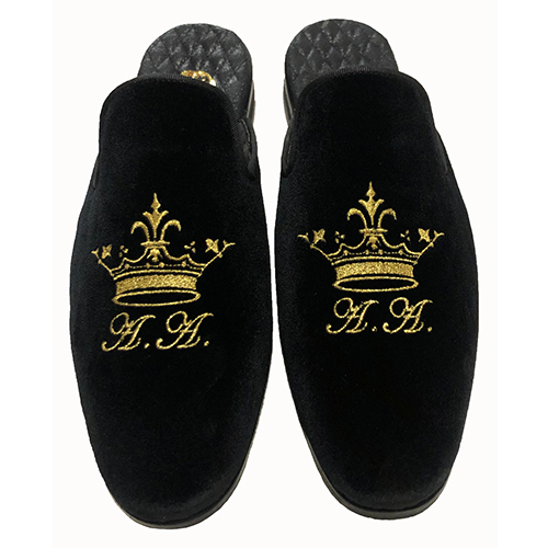 Pantofola in velluto con ricamo - immagine 3