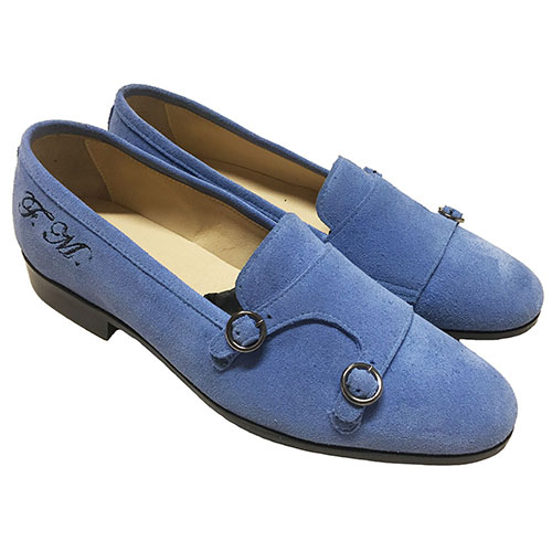 Mocassini con doppia fibbia in camoscio - immagine 7