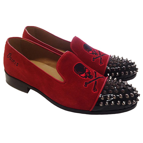 Slippers con borchie e ricamo teschio - immagine 5