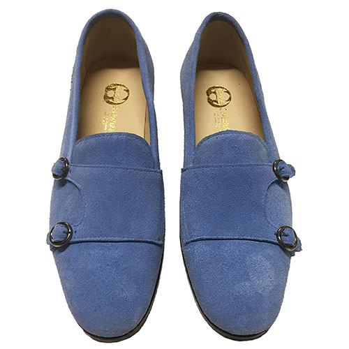 Mocassini con doppia fibbia in camoscio - immagine 6