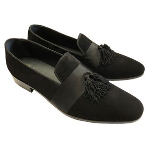 Mocassini cerimonia in camoscio con fascia