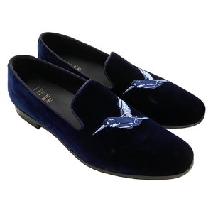 Slippers in velluto con ricamo multicolor