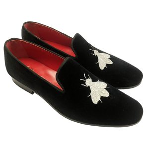 Slippers in velluto con ricamo