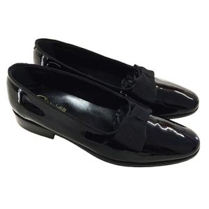 Mocassini cerimonia in vernice con papillon