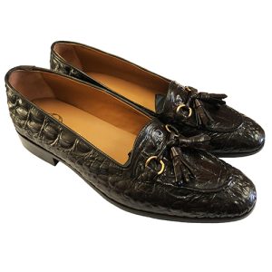 Mocassino in vitello stampa kaimano nappine