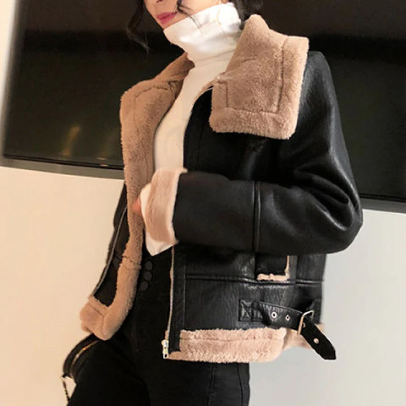 velvet thick PU leather motorcycle suit montone - immagine 6