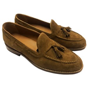 Mocassini in pelle scamosciata suola in cuoio