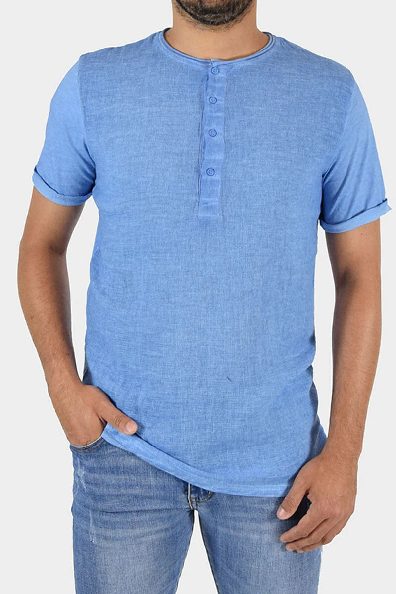 T-SHIRT A CONTRASTO CON BOTTONI - immagine 5