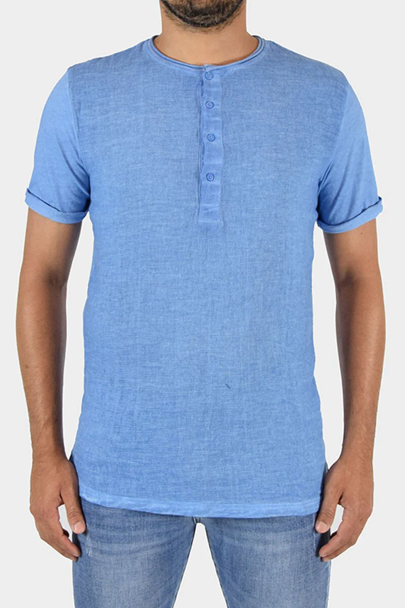 T-SHIRT A CONTRASTO CON BOTTONI - immagine 2