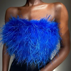 Fashion fluffy multi color fur tube top all match