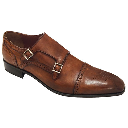 Scarpe doppia fibbia in vitello patinato - immagine 3