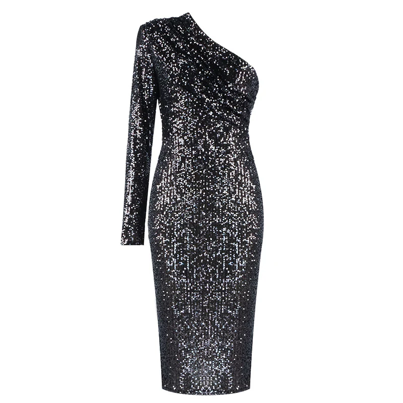Dress Oblique Evening Dress Sequins - immagine 5