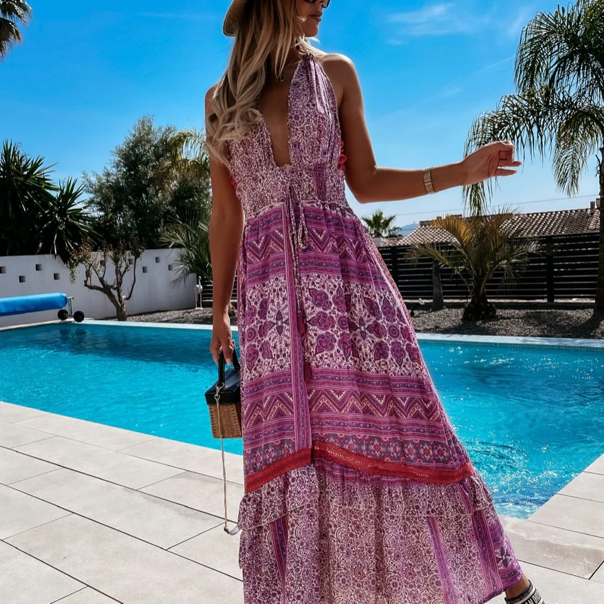Summer Women's New Bohemian Print Fashion Dress - immagine 3