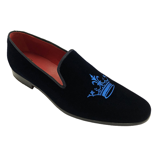 Slippers in velluto con ricamo corona - immagine 3