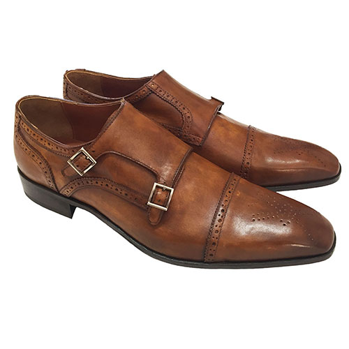 Scarpe doppia fibbia in vitello patinato - immagine 2