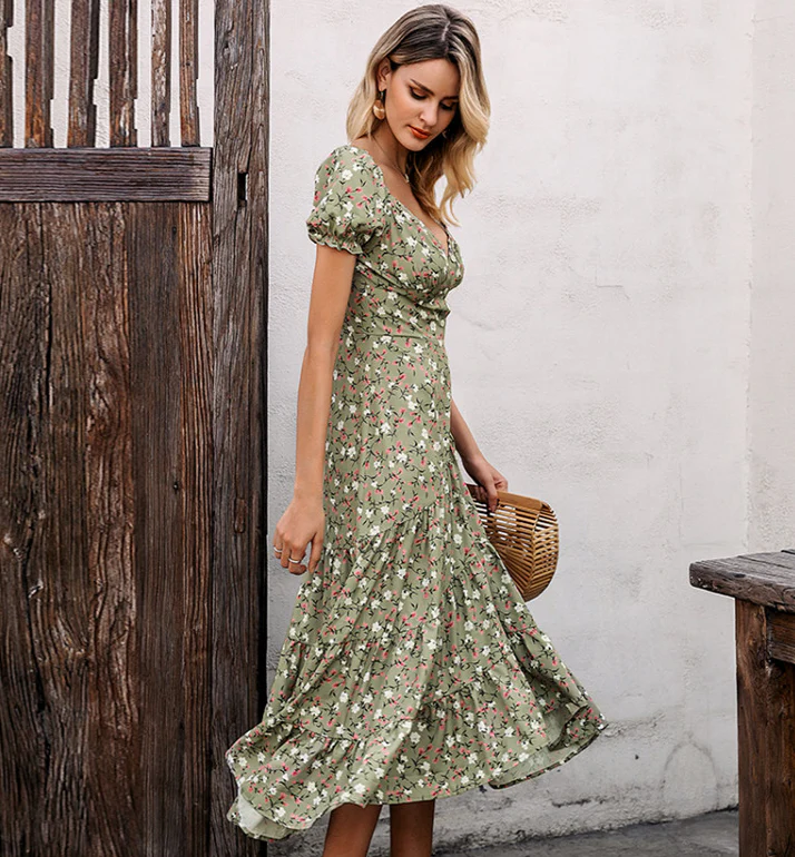 Bohemian floral puff sleeve dress - immagine 7