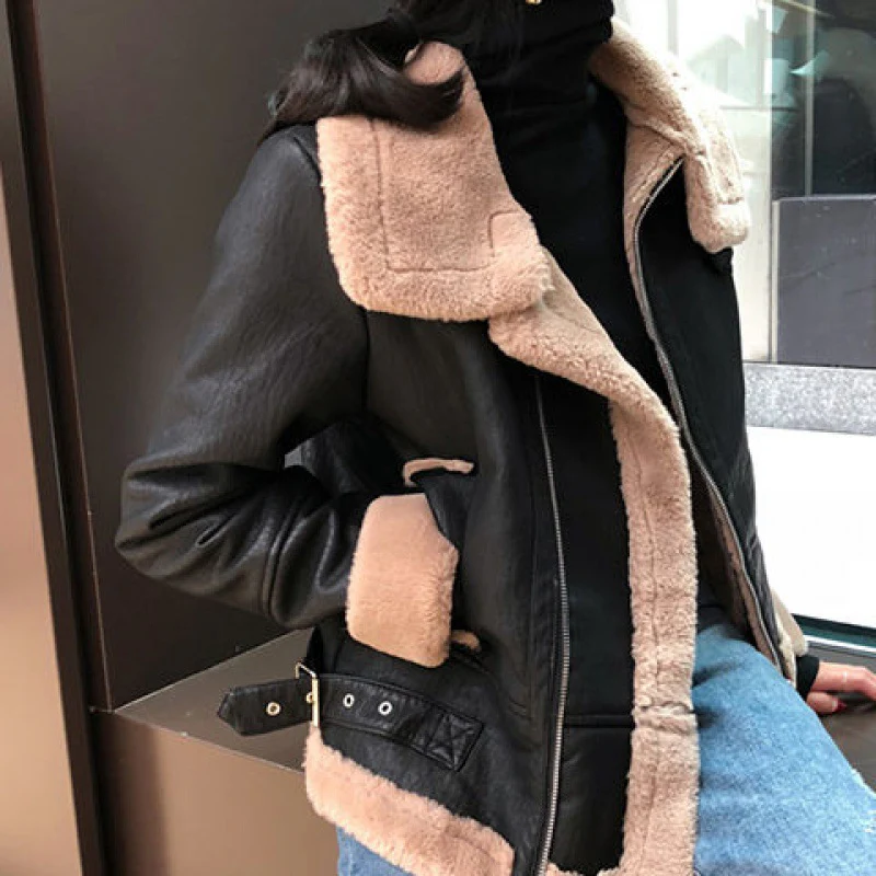 velvet thick PU leather motorcycle suit montone - immagine 4