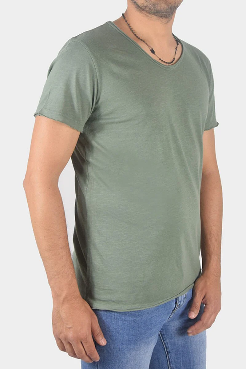 T-SHIRT CON COLLO A V - immagine 5