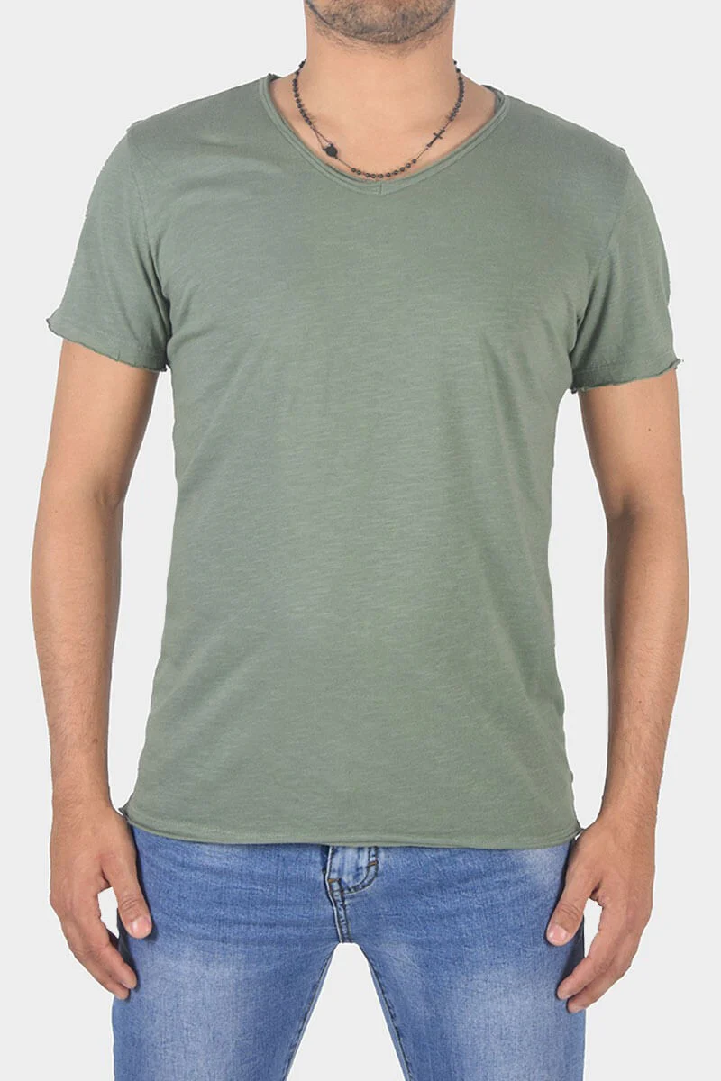 T-SHIRT CON COLLO A V - immagine 2