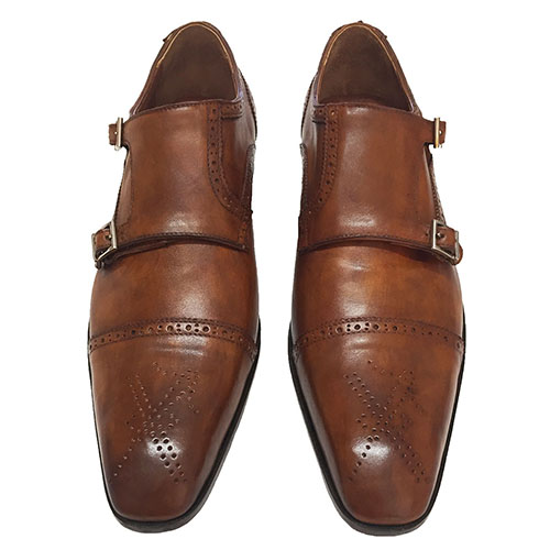 Scarpe doppia fibbia in vitello patinato - immagine 4