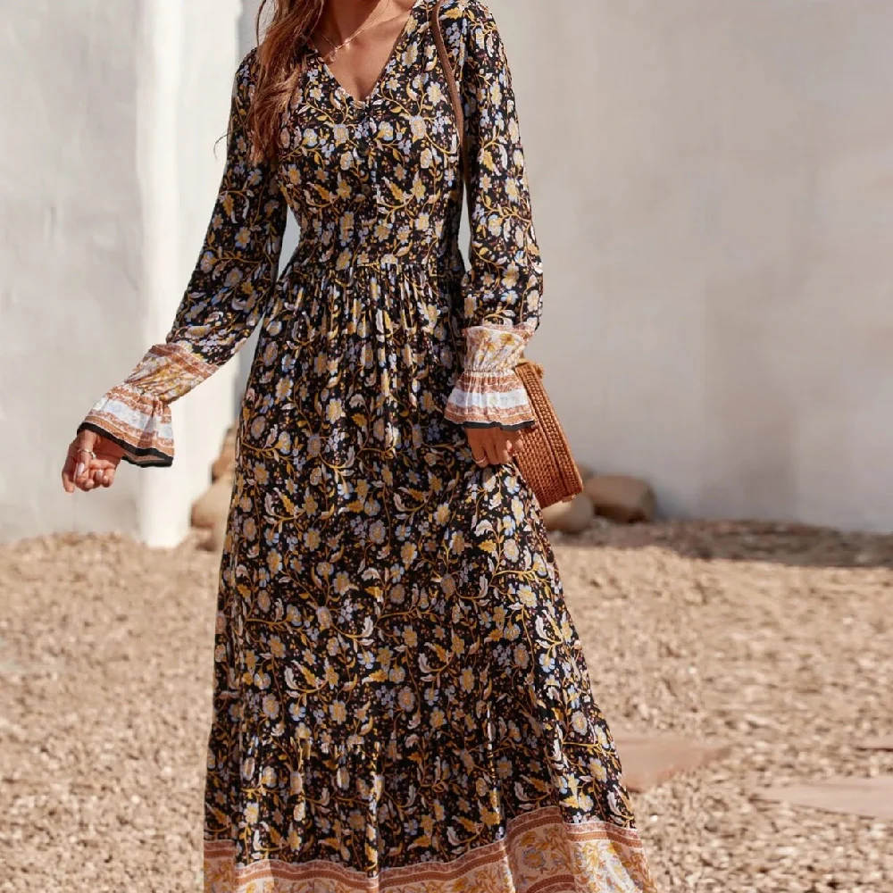Fall New Fake Beach Long Bohemian Dress - immagine 2