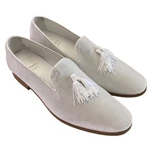 Mocassini in velluto con nappine