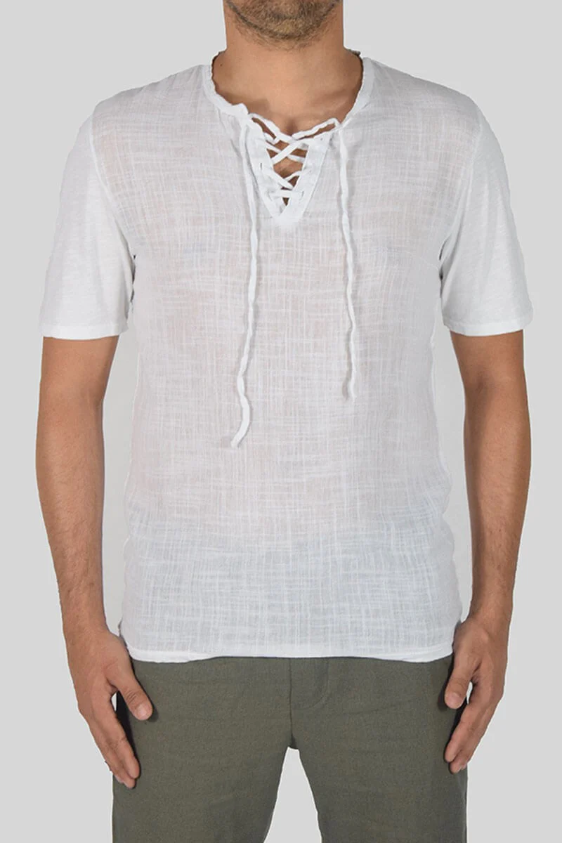 T-SHIRT IN LINO E COTONE - immagine 5