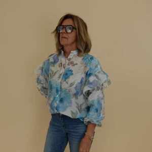 Camicia Fiori Azzurra