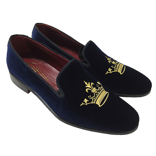 Slippers in velluto con ricamo corona - immagine 5