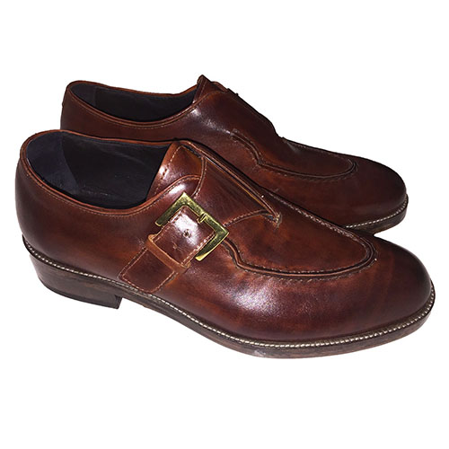 Scarpe con fibbia in pelle patinata