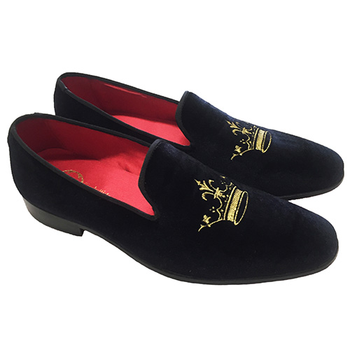 Slippers in velluto con ricamo corona - immagine 6