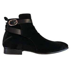 Stivaletti vintage con fibbia in camoscio