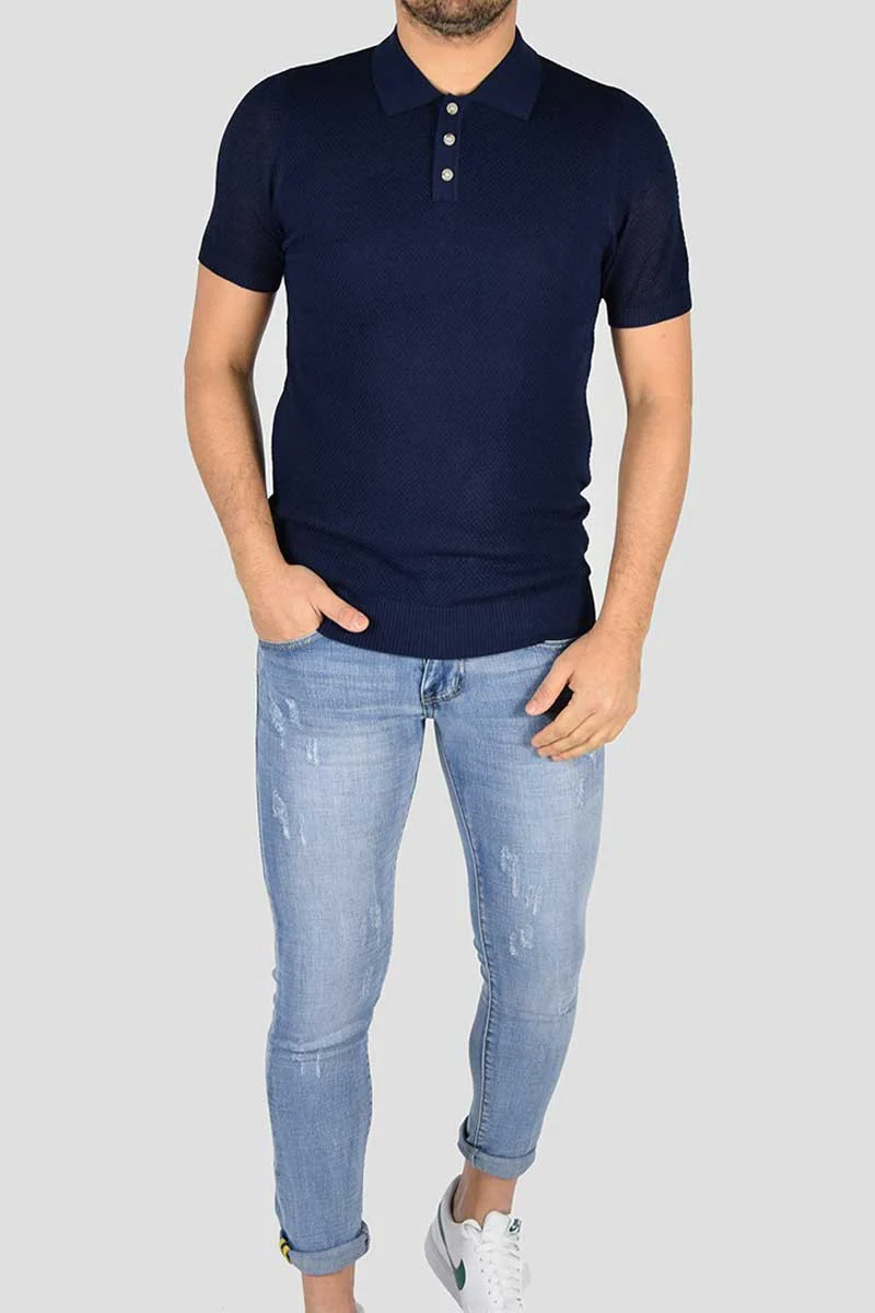 POLO IN MAGLIA MICROFANTASIA - immagine 3