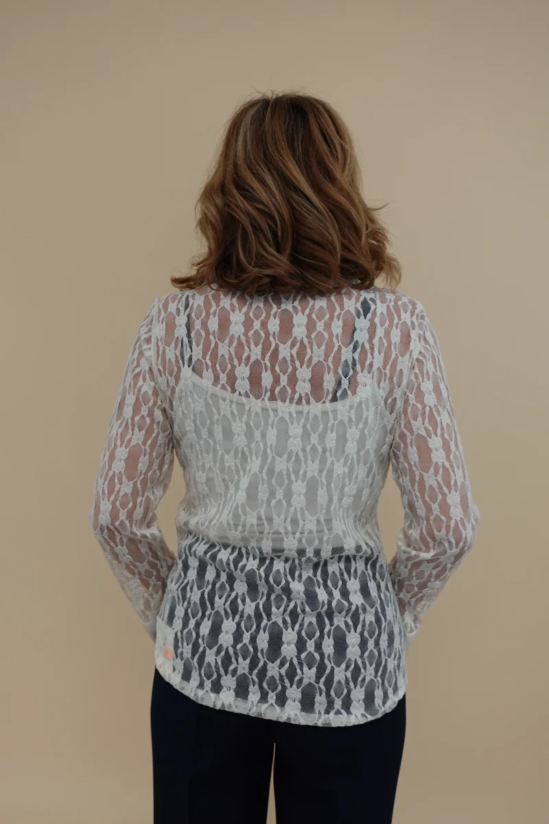 Camicia in pizzo bianco - immagine 5