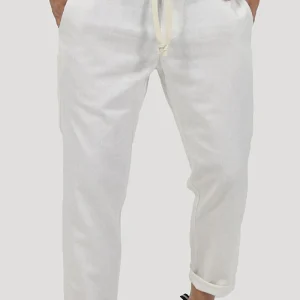 PANTALONI IN LINO CON LACCIO IN VITA